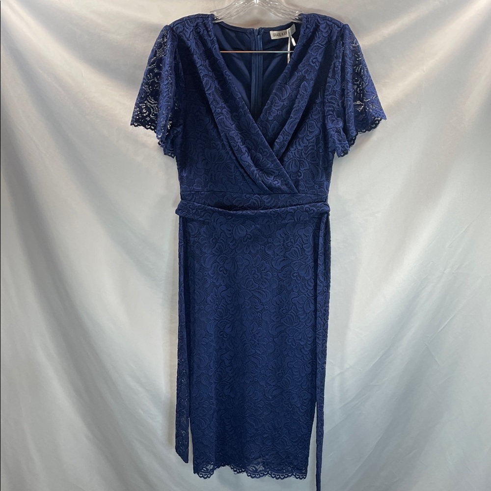 Grace Karin Royal Blue Lace Midi Dress